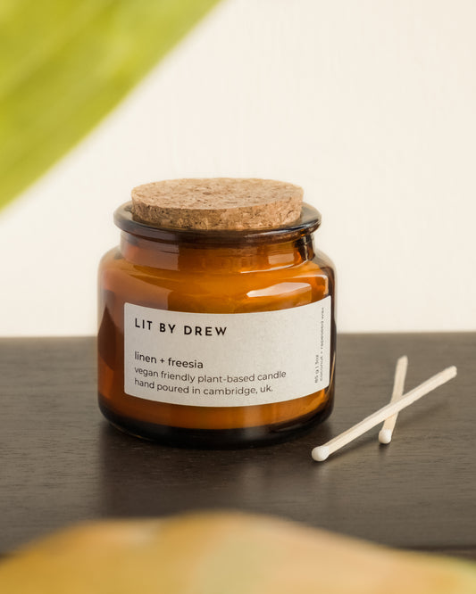 Linen & Freesia Apothecary Style Candle