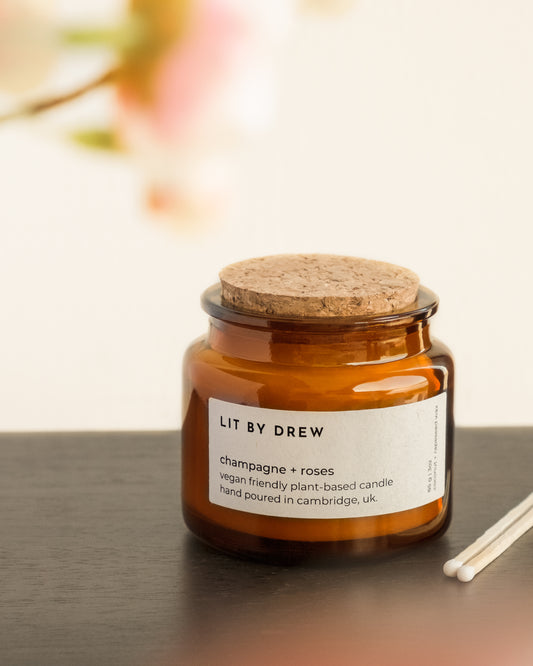 Champagne & Roses Apothecary Style Candle