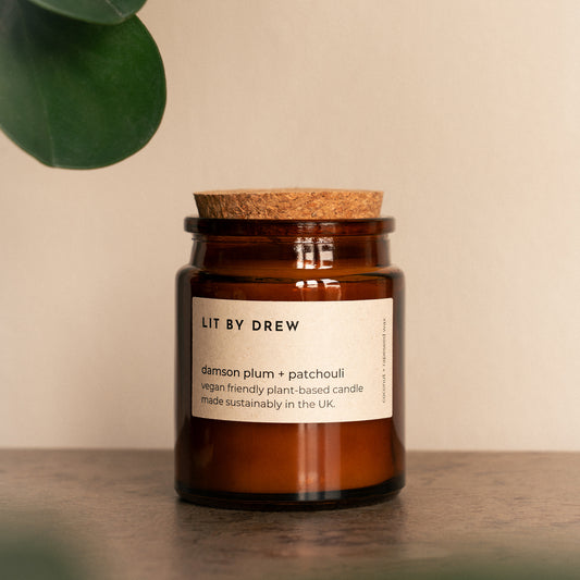 Damson Plum & Patchouli Apothecary Style Candle - Medium