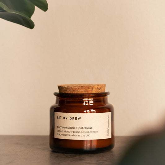 Damson Plum & Patchouli Apothecary Style Candle - Small